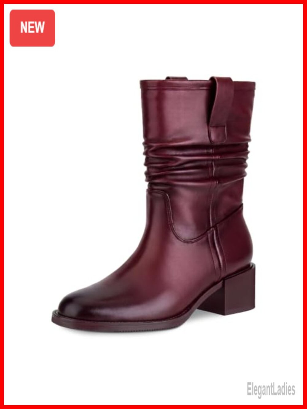 Western Cowboy Fold Over Mid Calf Boots Faux Leather Slouchy Women's